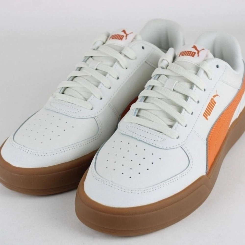 Puma Men's White and Orange Sneakers with Brown Sole 9.5 men’s